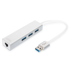 Digitus DA-70250-1 USB 3.0 Gigabit LAN adapter met 3 poort USB 3.0 hub