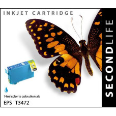 SecondLife compatible inktcartridge Epson 34XL T3472 cyaan