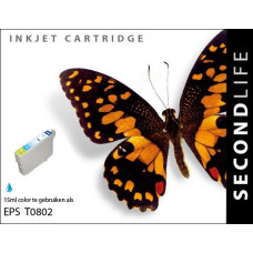 SecondLife compatible inktcartridge Epson T0802 cyaan