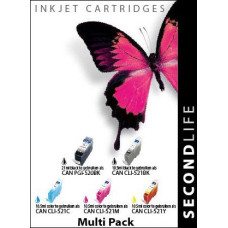 SecondLife compatible MultiPack Canon PGi-520BK & CLi-521 (5 cartridges)